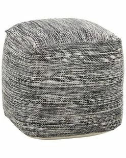 Peyton Lane Grey Polyester Bohemian Pouf Home