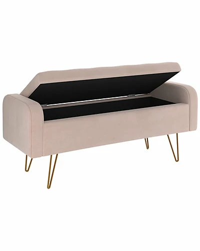 Worldwide Home Furnishings !nspire Velvet Storage Ottoman 4 Worldwide Home Furnishings !nspire Velvet Storage Ottoman - Image 2