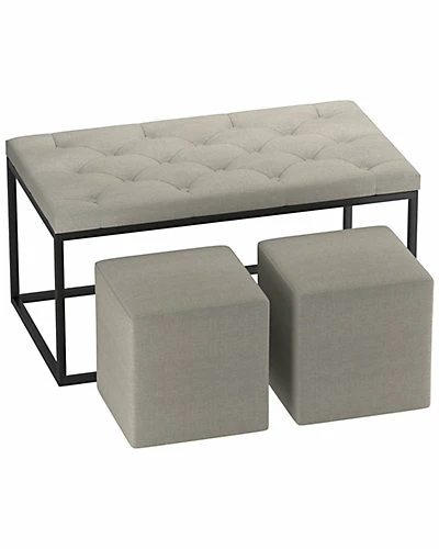 Worldwide Home Furnishings !nspire Upholstered 3 Pc Cocktail Ottoman 3 Worldwide Home Furnishings !nspire Upholstered 3 Pc Cocktail Ottoman