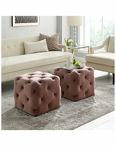 Inspired Home Blush Pink Velvet Ottoman 4 Inspired Home Blush Pink Velvet Ottoman - Image 2