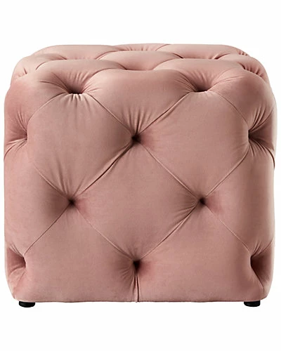 Inspired Home Blush Pink Velvet Ottoman 5 Inspired Home Blush Pink Velvet Ottoman - Image 3
