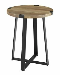 Hewson 18in Farmhouse Round Side End Table Home