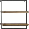 Peyton Lane Industrial Rectangle Brown Metal Wall Shelf Home -Shop Style Sales 3050611507 RLLD 1