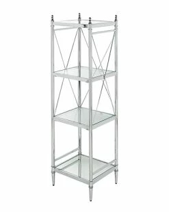 Linon Furniture Pinnacle Chrome And Glass Four Tier Shelf Home