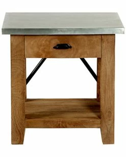 Alaterre Millwork 22in Wood And Zinc Metal End Table With Drawer Home