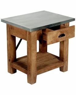 Alternative view of Alaterre Millwork 22in Wood And Zinc Metal End Table With Drawer Home