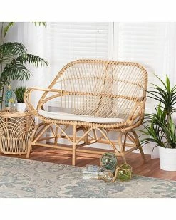 Baxton Studio Jayden Upholstered Rattan Loveseat Home 6 Baxton Studio Jayden Upholstered Rattan Loveseat Home -Shop Style Sales 3050645129 RLLD 2