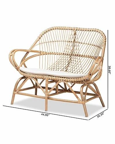 Baxton Studio Jayden Upholstered Rattan Loveseat Home 5 Baxton Studio Jayden Upholstered Rattan Loveseat Home - Image 3