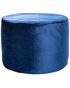 Gouchee Home Eclipse Indigo Blue Velvet Pouf