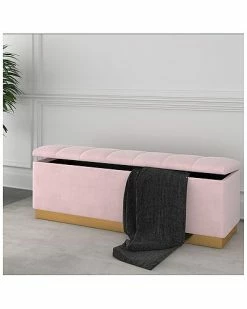 Worldwide Home Furnishings Contemporary Velvet & Faux Leather Storage Ottoman -Shop Style Sales 3050667448 RLLD 2