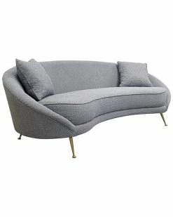 Pasargad Home Luna Collection Textured Fabric Curved Sofa