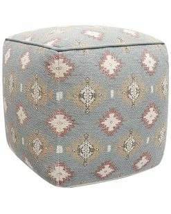 Pasargad Home Grandcanyon Cotton Grey & Multi Pouf