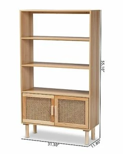 Baxton Studio Faulkner Rattan 2-Door Bookcase Home -Shop Style Sales 3050673373 RLLD 3