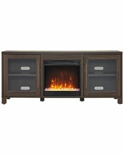 Abraham + Ivy Quincy Rectangular Tv Stand With Log Fireplace For Tv'S Up To 65In Home