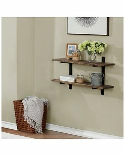 Alaterre Pomona 36inW Metal And Solid Wood Wall Shelf Home 7 Alaterre Pomona 36inW Metal And Solid Wood Wall Shelf Home -Shop Style Sales 3050687154 RLLD 3