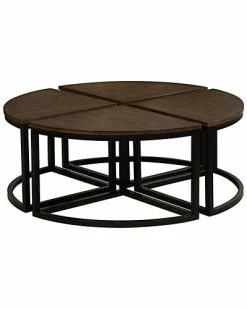 Alaterre Arcadia Acacia Wood Set Of 4 Round Wedge Tables Home