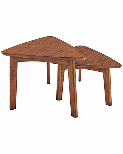 Alaterre Monterey 40in Triangular Set Of Two Mid-Century Modern Nesting Tables Home 4 Alaterre Monterey 40in Triangular Set Of Two Mid-Century Modern Nesting Tables Home - Image 2