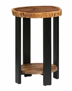 Alaterre Alpine Natural Live Edge Wood Round End Table Home