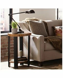 Alternative view of Alaterre Alpine Natural Live Edge Wood Round End Table Home