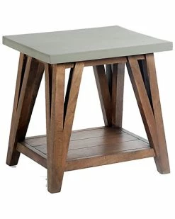 Alaterre Brookside 22inW Wood With Cement-Coating End Table Home -Shop Style Sales 3050687343 RLLD 2