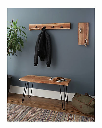 Alaterre Hairpin Natural Live Edge 36in Bench With Coat Hook Set Home 6 Alaterre Hairpin Natural Live Edge 36in Bench With Coat Hook Set Home - Image 4