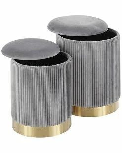 Lumisource Set Of 2 Marla Nesting Pleated Ottomans Home 5 Lumisource Set Of 2 Marla Nesting Pleated Ottomans Home -Shop Style Sales 3050697406 RLLD 2