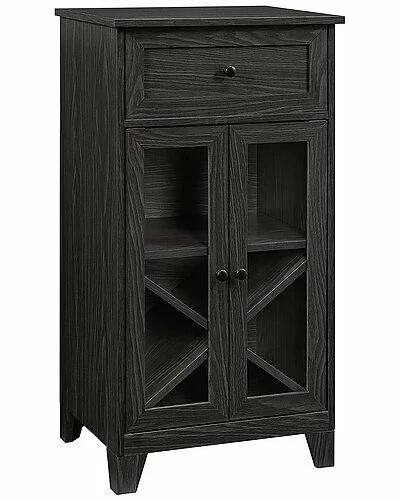 Hewson Classic Glass-Door Bar Cabinet With Bottle Storage Home 3 Hewson Classic Glass-Door Bar Cabinet With Bottle Storage Home