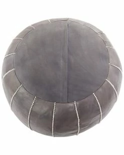 Peyton Lane Grey Bohemian Leather Pouf Home -Shop Style Sales 3050703084 RLLD 4