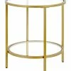 Abraham + Ivy Sivil Brass Finish Round Side Table With Glass Shelf Home -Shop Style Sales 3050715353 RLLD 1