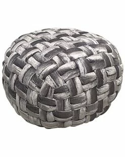 Harkaari Basket Weave Velvet Pouf Home