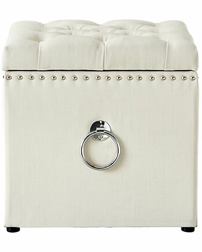 Inspired Home Cream White Linen Storage Ottoman 5 Inspired Home Cream White Linen Storage Ottoman - Image 3