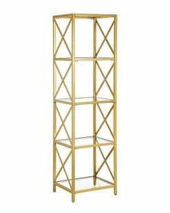 Abraham + Ivy Celine 18In Wide Brushed Brass Finish Bookcase Home