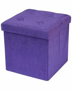 Sorbus Foldable Purple Suede Storage Ottoman Home