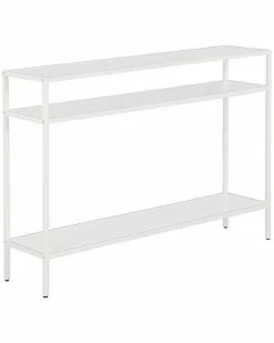 Abraham + Ivy Ricardo Matte White Console Table With Metal Shelves Home