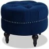 Jennifer Taylor Home Dawn Tufted Round Ottoman Nailhead Accents