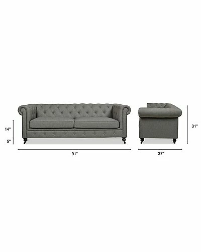 Jennifer Taylor Home Winston 91" Tufted Chesterfield Sofa 5 Jennifer Taylor Home Winston 91" Tufted Chesterfield Sofa - Image 3
