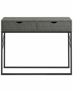 Hewson 2 Drawer Grey Faux Shagreen Entry Table Home