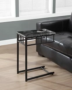 Monarch Specialties 24in Black & Grey Marble Accent Table Home