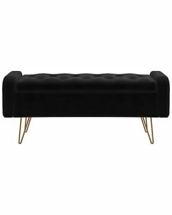 Worldwide Home Furnishings !nspire Velvet Storage Ottoman