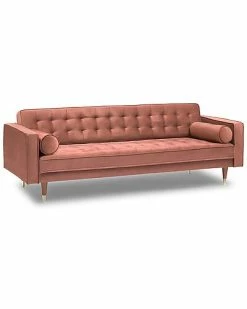 Armen Living Somerset Blush Velvet Mid Century Modern Sofa Home