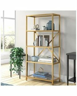 Abraham + Ivy Etta Brushed Brass Bookcase Home 7 Abraham + Ivy Etta Brushed Brass Bookcase Home -Shop Style Sales 3050858304 RLLD 3