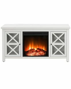 Abraham + Ivy Colton TV Stand With Log Fireplace Insert Home