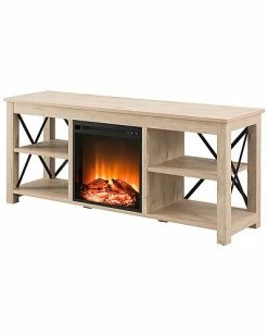 Abraham + Ivy Sawyer TV Stand With Log Fireplace Insert Home -Shop Style Sales 3050858383 RLLD 2