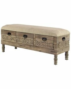 Peyton Lane Farmhouse Wood Storage Bench Home