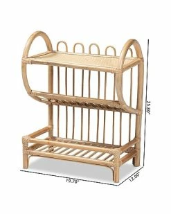 Baxton Studio Liora Rattan 2-Tier Display Shelf Home -Shop Style Sales 3050885101 RLLD 3