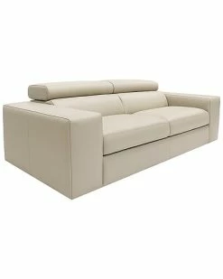 Pasargad Home Italian Leather Upholstered Sofa With Adjustable Headrests