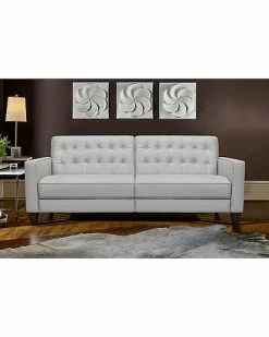 Armen Living Wesley 81In Dove Leather Power Footrest Tuxedo Arm Sofa Home -Shop Style Sales 3050902035 RLLD 2
