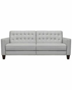 Armen Living Wesley 81In Dove Leather Power Footrest Tuxedo Arm Sofa Home -Shop Style Sales 3050902035 RLLD 3