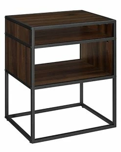 Hewson 20in Modern Metal And Wood Side End Table Home