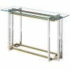 Worldwide Home Furnishings Contemporary Glass & Metal Console Table In Silver & Gold